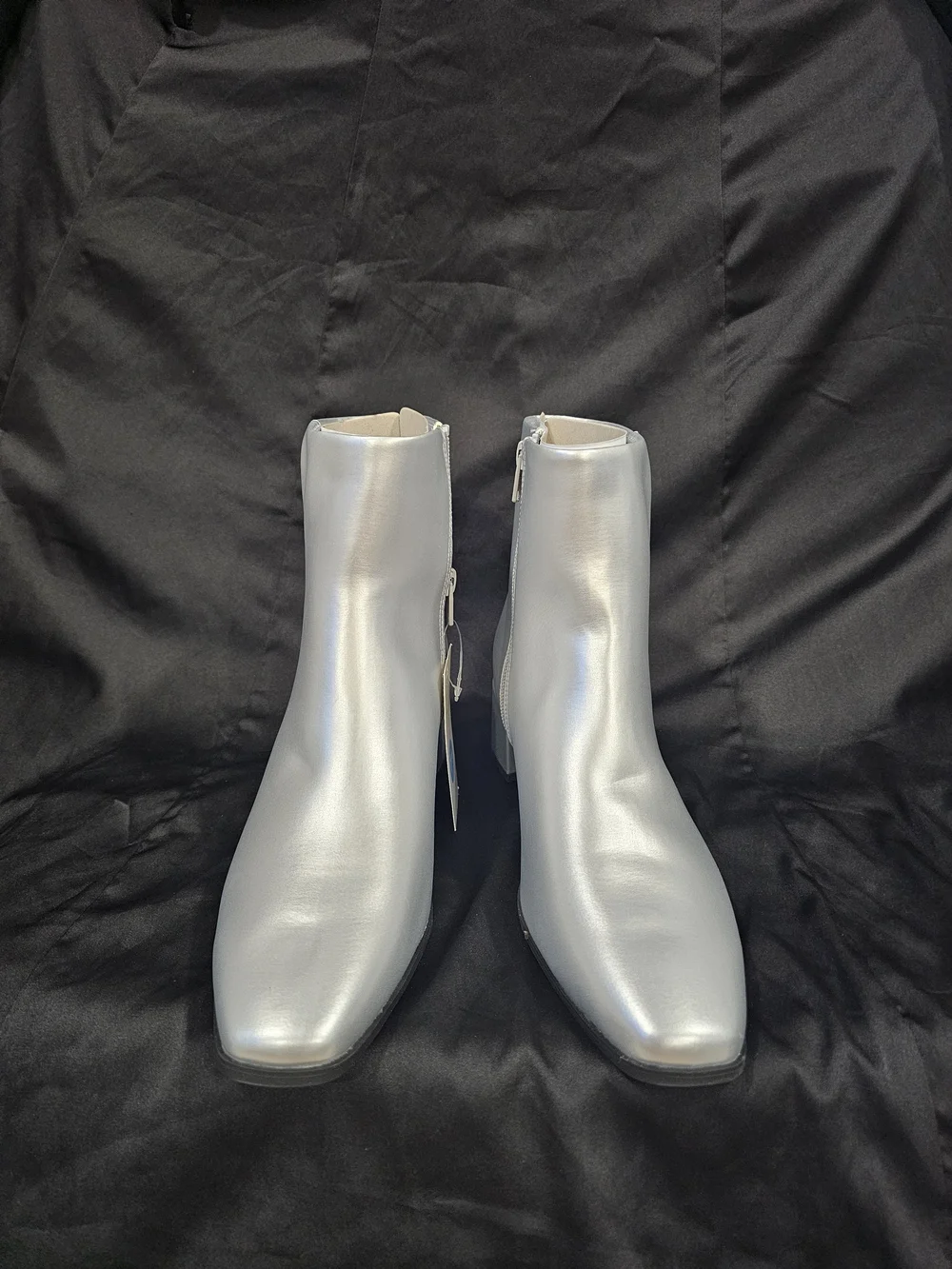 a new day Silver Metallic Square-Toe Ankle Boots with Side Zip